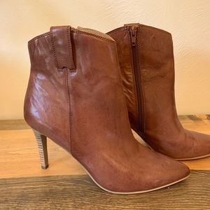 Lucky brand Torince 8.5 cognac leather boots. Heel 3.5”. Never worn